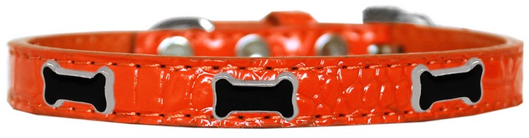 Black Bone Widget Croc Dog Collar Orange Size 10